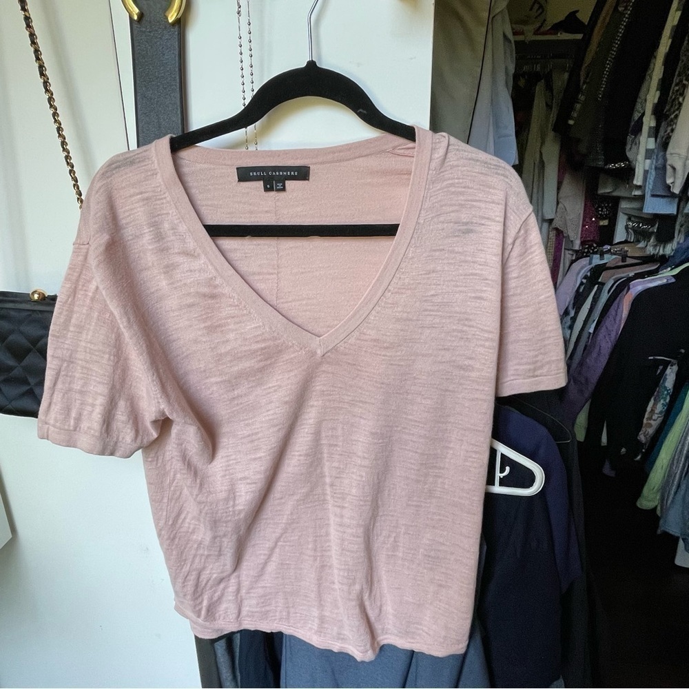 Pink skull cashmere T-shirt